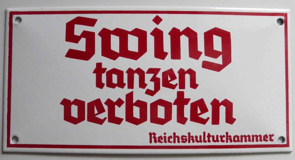 Cartel de "Prohibido bailar el swing"