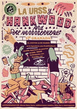 Cartel del concierto de Hank Wood & The Hammerheads + La URSS @ Planta Baja, Granada, el jueves 19 de marzo de 2020
