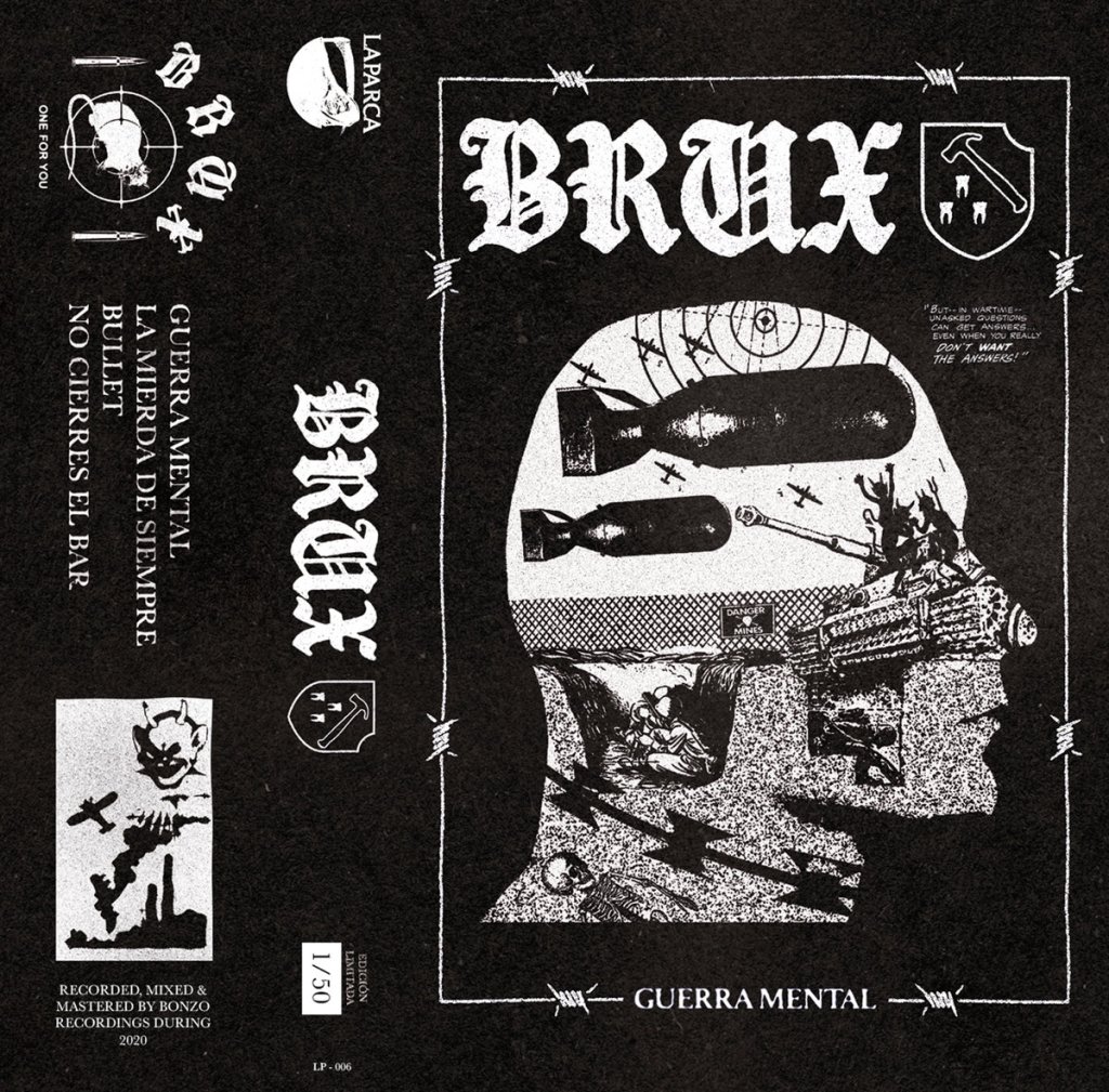 Nuevo EP de Brux, titulado 'Guerra Mental', con cuatro nuevas canciones que han sido editadas en formato cassette a través del sello La Parca (abril, 2021)